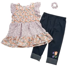 Girls &#40;7-12&#41; Little Lass&#40;R&#41; 3pc. Smocked Floral Tunic & Capris Set