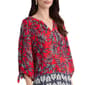 Womens Jones New York 3/4 Tie Sleeve Split Neck Leaf Blouse - image 4