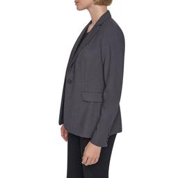Womens DKNY Long Sleeve One Button Notched Blazer - Charcoal