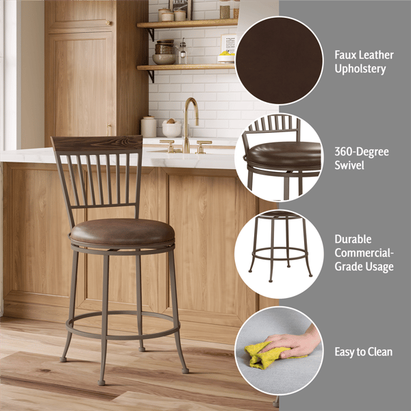 HH2 Home Hawkins Commercial Grade Counter Height Swivel Stool