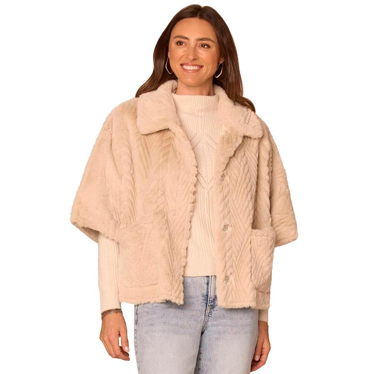 Petite Democracy Wide Collar Plush Cable Knit Capelet