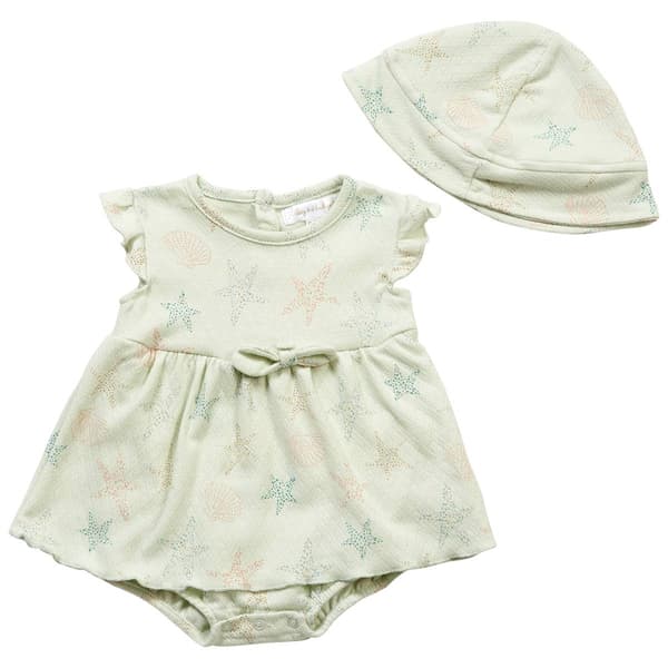Baby Girl (NB-9M) Adley & Hudson Seashell Bodysuit Sundress w/Hat - image 