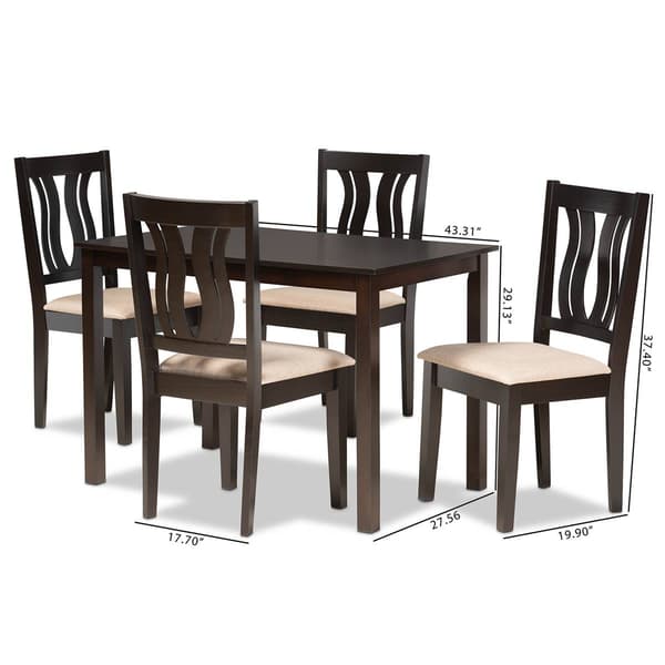 Baxton Studio Fenton Sand/Dark Brown 5pc. Dining Set