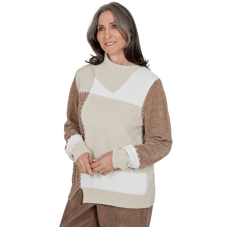 Womens Alfred Dunner Sunset Ridge Color Block Chenille Sweater