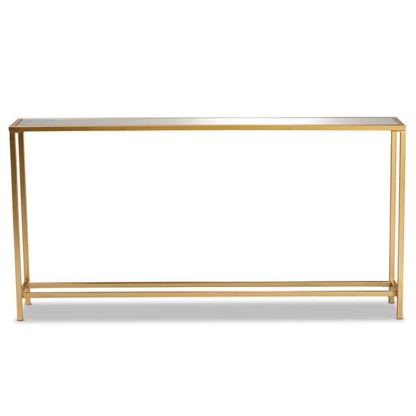 Baxton Studio Alessa Gold Finished Metal & Mirrored Glass Table