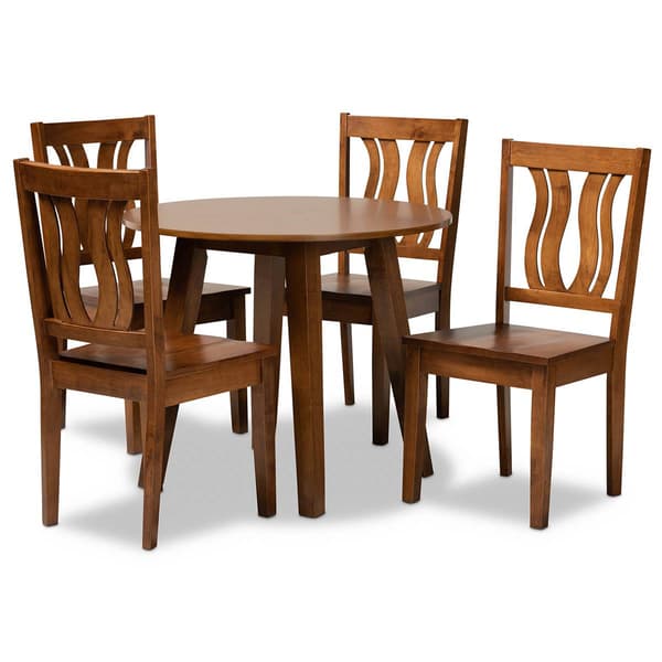 Baxton Studio Anesa Walnut Brown Finished Wood 5pc. Dining Set