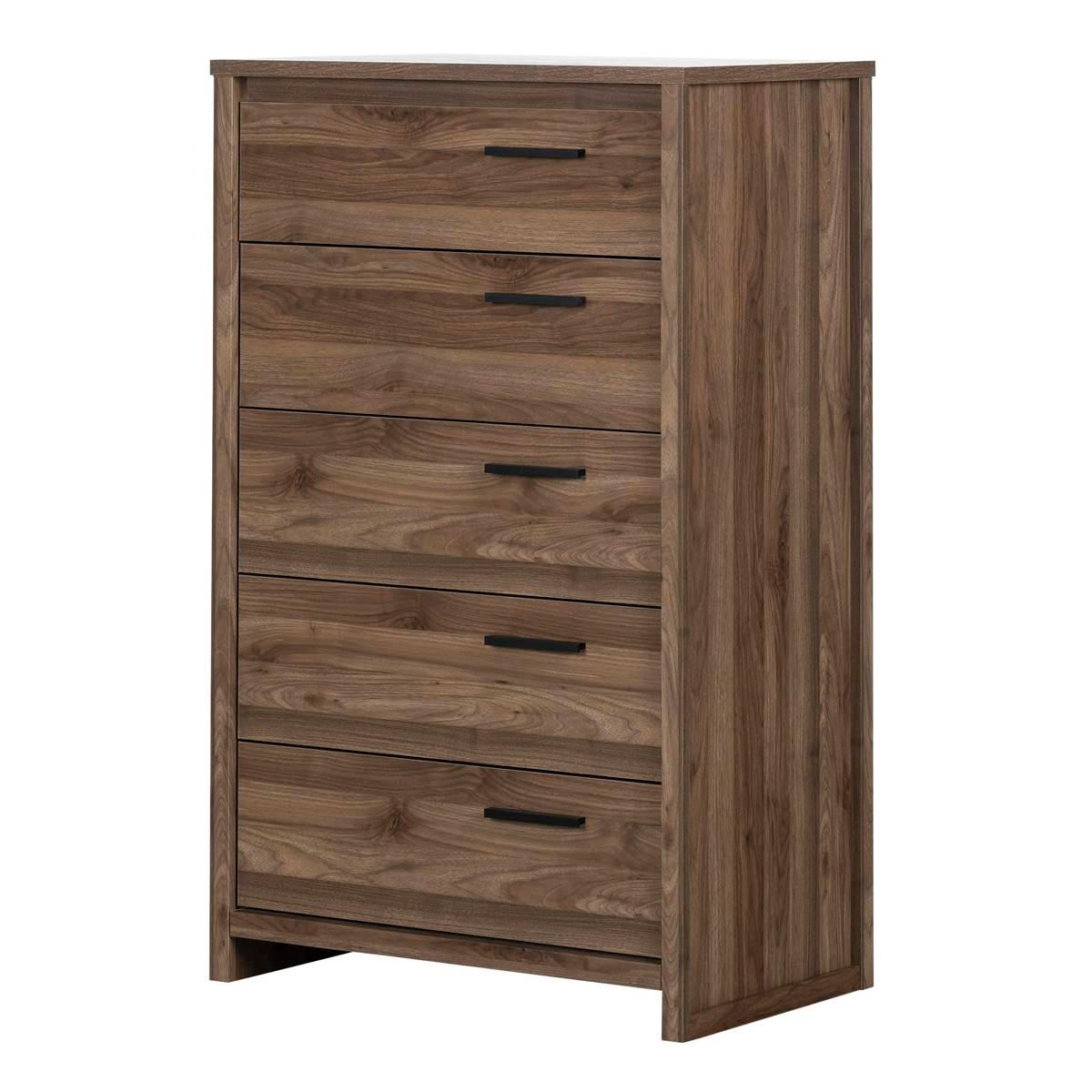 South Shore Lensky Natural Walnut 5-Drawer Chest