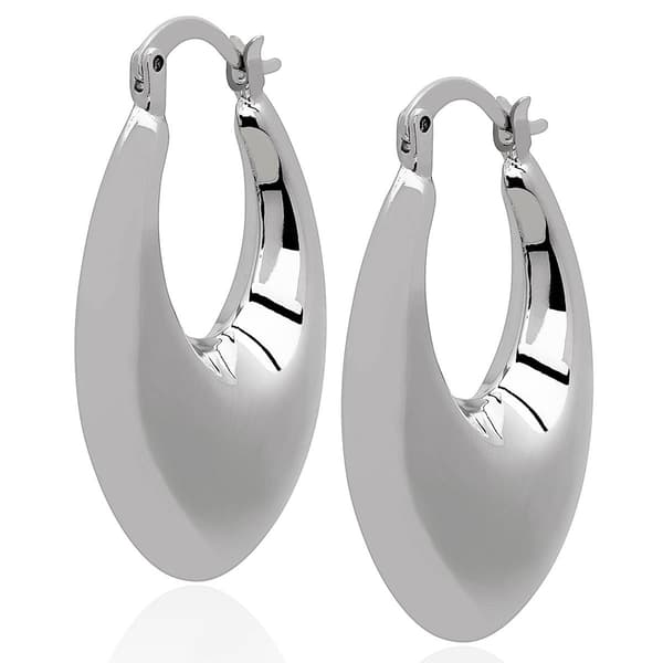 Gianni Argento Silver Plated Puffed Oval Hoop Earrings - image 