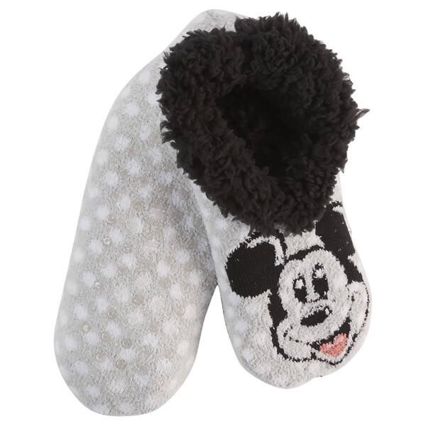 Womens Disney Mickey Fuzzy Babbas Teddy Fur Slipper Socks - image 