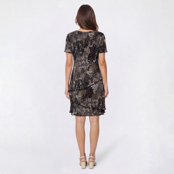Petite Connected Apparel Tiered Patchwork Sheath Dress