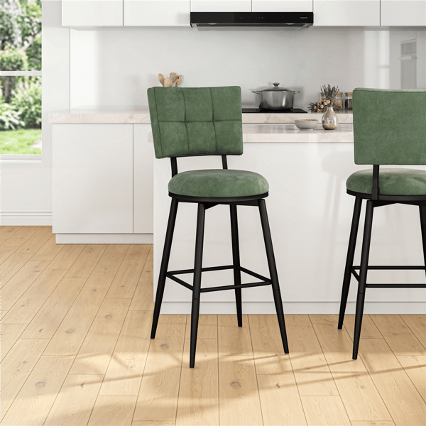 HH2 Home Beau Adjustable Height Swivel Stool with Tufted Back