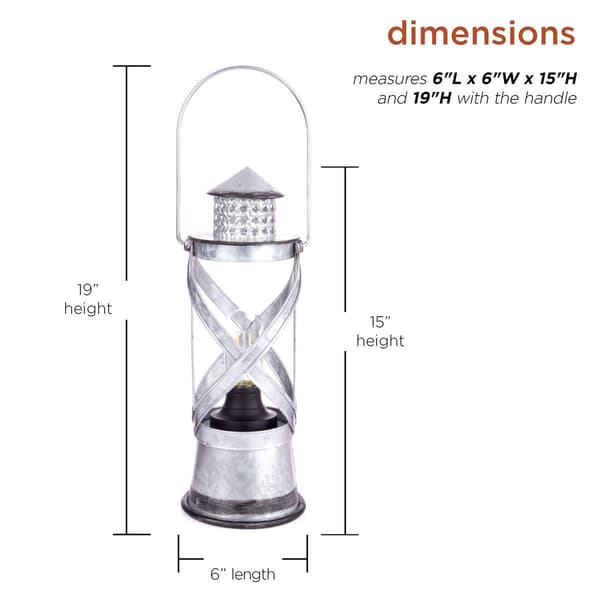 Alpine Small Silver Lantern D&#233;cor w/ LED Lights & Timer