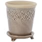 Crackle Black Planter with Saucer - image 1