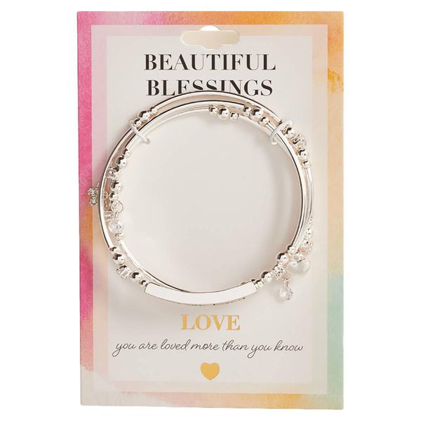 Beautiful Blessings Silver-Tone Heart Charm Double Bracelet Set - image 