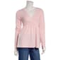 Juniors No Comment Ribbed Surplice Babydoll Top w/ Tie Back-Lilac - image 1