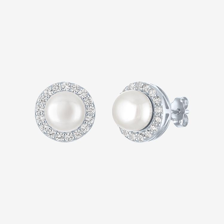 Gemstone Classics(tm) Lab Grown Sapphire Pearl Button Stud Earrings