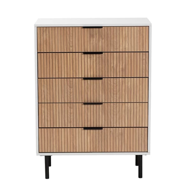 Baxton Studio Karima Two-Tone Wood 5-Drawer Storage Cabinet