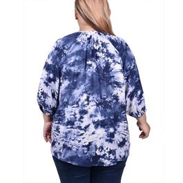 Plus Size NY Collection 3/4 Sleeve Peasant Blouse - Fireworks