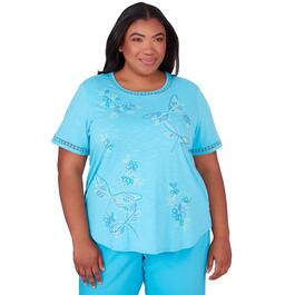 Plus Size Alfred Dunner Summer Breeze Dragonfly Embroidery Top