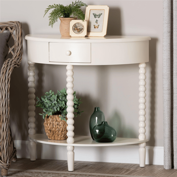 Baxton Studio Raynera Bobbin-Leg Demilune Console Table