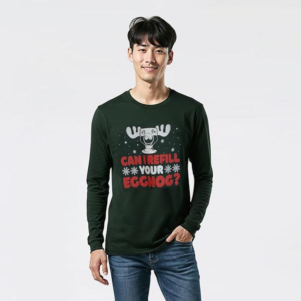 Young Mens Refill Your Egg Nog Long Sleeve Graphic Tee - image 