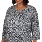 Plus Size Hearts of Palm Berry Fabulous Animal Square Ring Blouse - image 5
