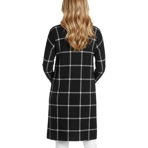 Petite NY Collection Long Sleeve Checkered Long Hacci Cardigan