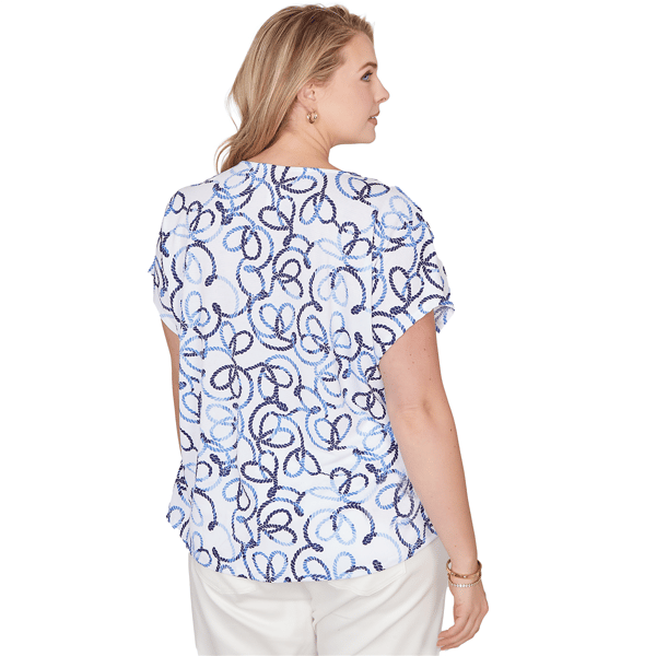 Plus Size Hearts of Palm Smooth Sailing Nautical Rope Blouse