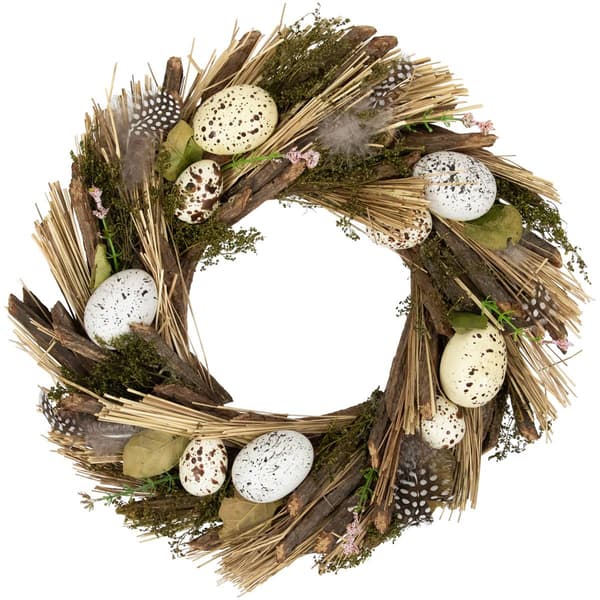 Northlight Seasonal Eggs & Feathers Artificial Easter Wreath - image 