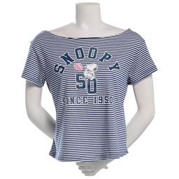 Juniors C-Life Snoopy 1950 Football Stripe Off The Shoulder Tee