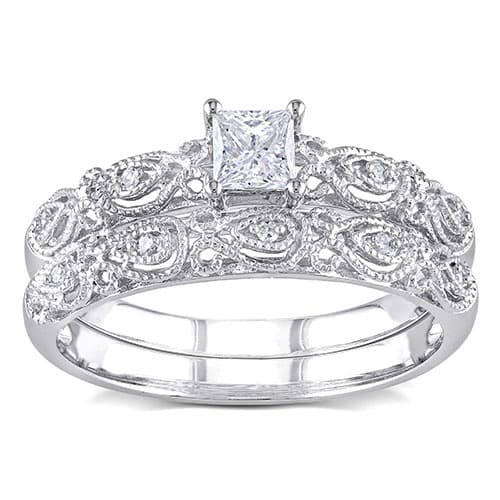 Loveblooms(tm) White Gold 1/3ctw. Diamond Bridal Ring Set - image 