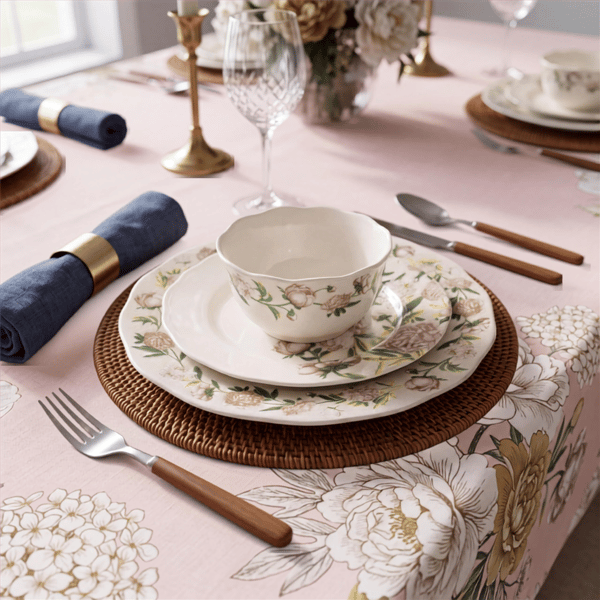 222 Fifth Luxe Peony Neutral Porcelain 12pc. Dinnerware Set