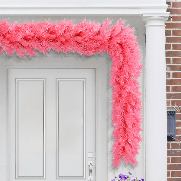 Puleo International 9ft. Pink Round Valley Pine Garland