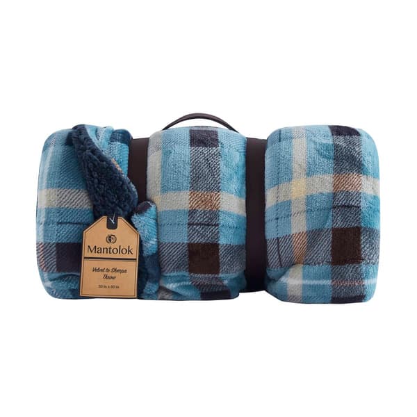 Mantolok Plaid Velvet to Sherpa Throw
