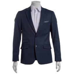 Mens Paisley & Gray Solid Notch Jacket - Grey Blue