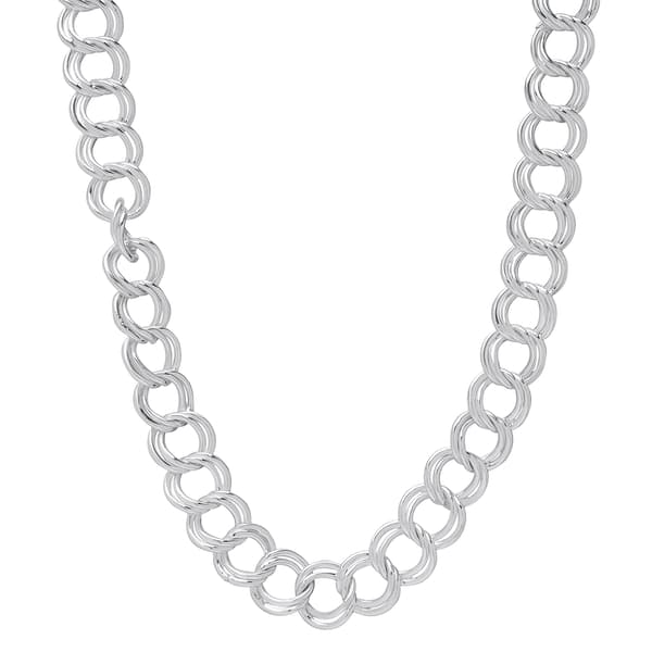 Sterling Silver Charm Link Chain Necklace - image 