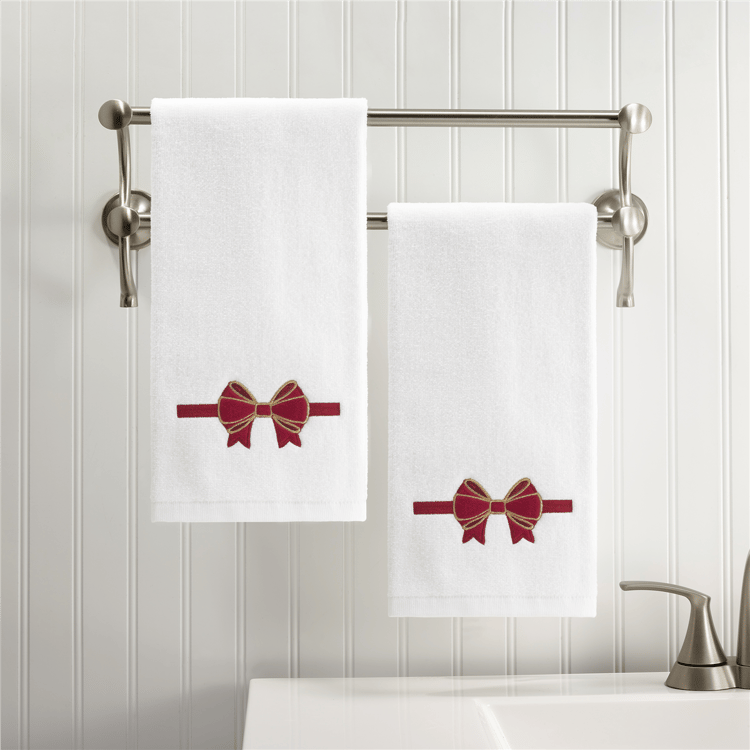 Avanti Velvet Bow 2pk. Hand Towel Set