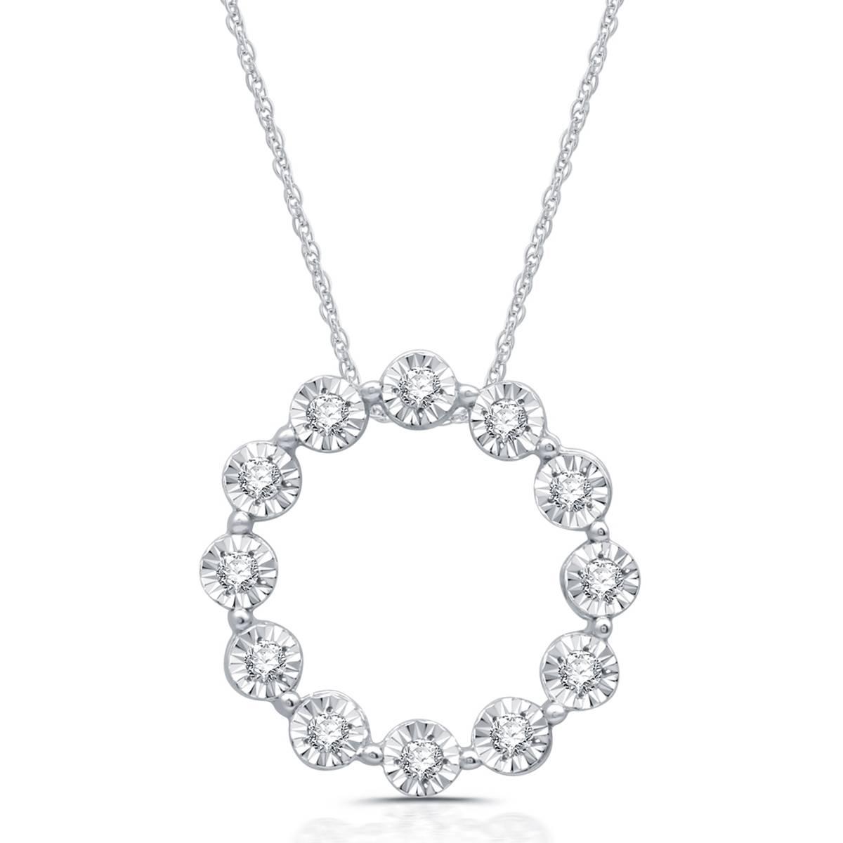 Nova Star® Sterling Silver Lab Grown Diamond Circle Pendant
