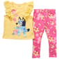 Girls &#40;4-6x&#41; Bluey Eyelet Ruffle Top & Floral Leggings Set - image 1