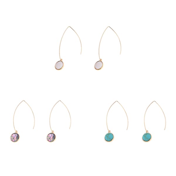 Ashley Cooper(tm) Trio Pink Albalone Turquoise Earring Set - image 