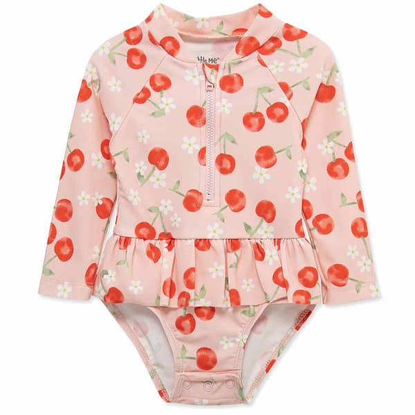 Baby Girl (6-24M) Little Me(R) Cherry Daisy Rashguard Swimsuit - image 