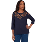 Womens Alfred Dunner Classics Embroidered Leaves Blouse - image 1