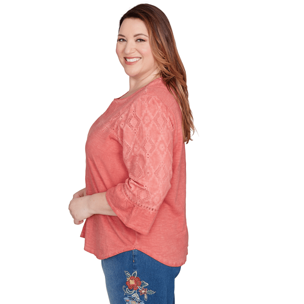 Plus Size Alfred Dunner El Paso Diamond Textured Spliced Blouse