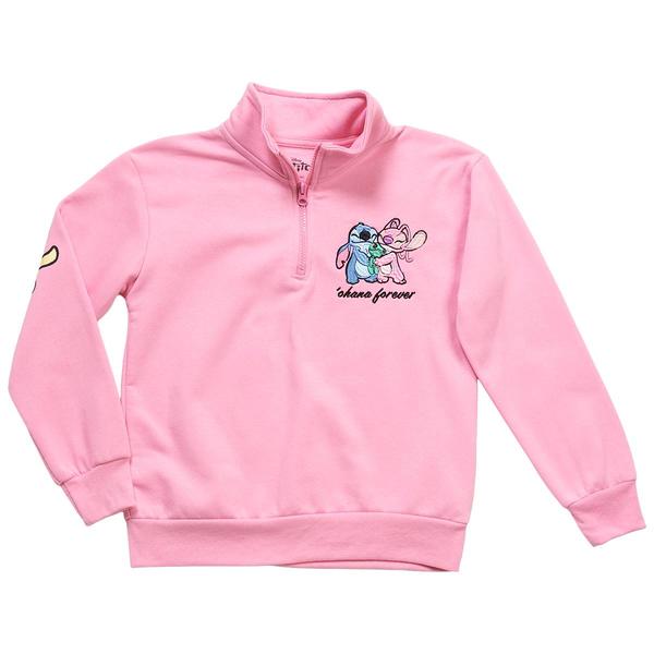 Girls (7-16) Disney 1/4 Zip Stitch & Angel Fleece Top