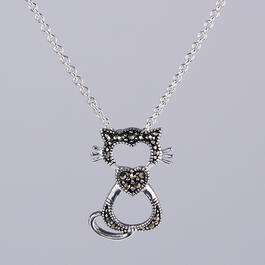 Marsala Fine Silver Plated Cat Pendant Necklace
