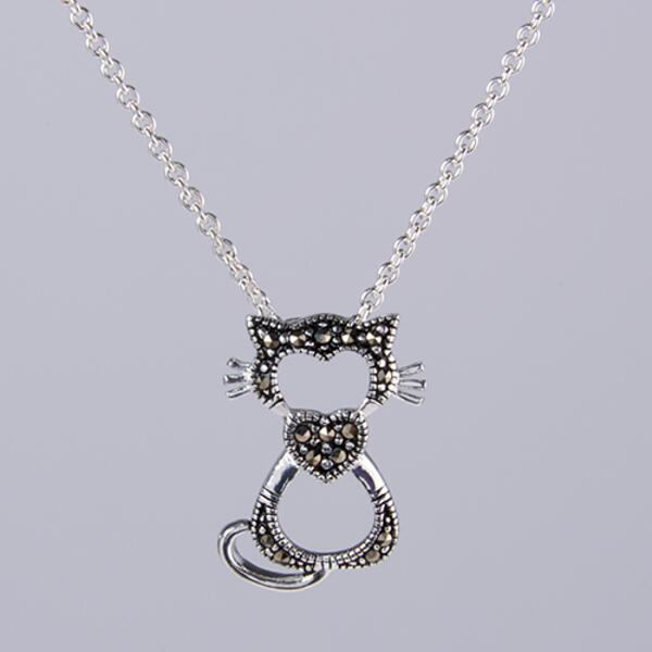 Marsala Fine Silver Plated Cat Pendant Necklace - image 