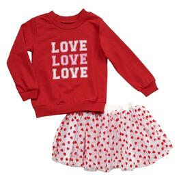 Toddler Girl Willow & Whimsy Love Crew & Hearts Tutu Skirt Set