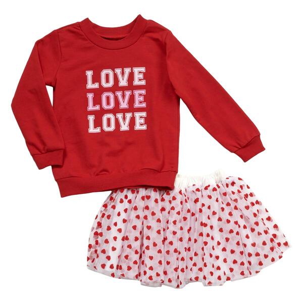 Toddler Girl Willow & Whimsy Love Crew & Hearts Tutu Skirt Set - image 
