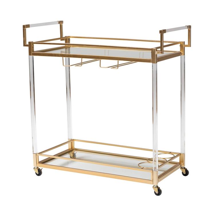 Baxton Studio Savannah Glam & Luxe Gold Metal Wine Cart