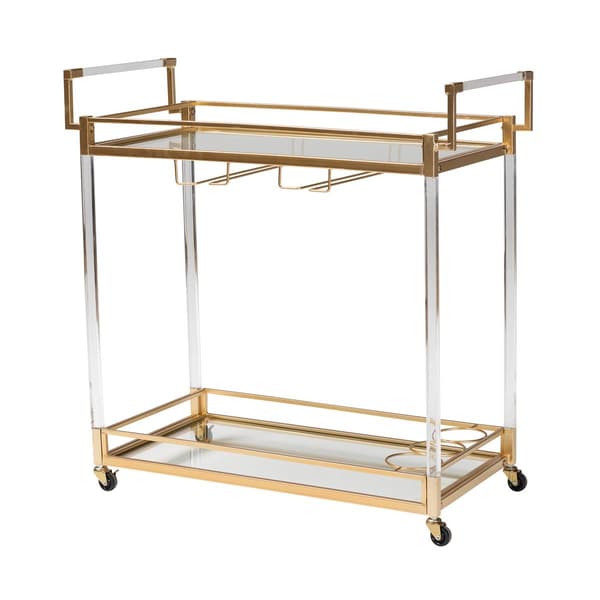 Baxton Studio Savannah Glam & Luxe Gold Metal Wine Cart